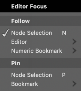 Editor Focus menu